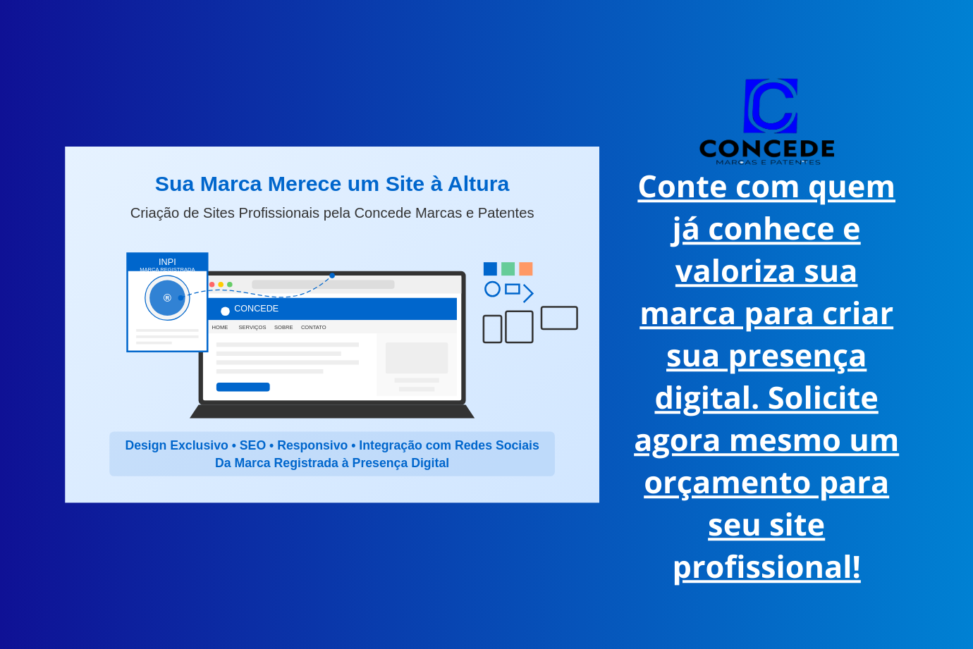 Criação de Sites Profissionais pela Concede Marcas e Patentes