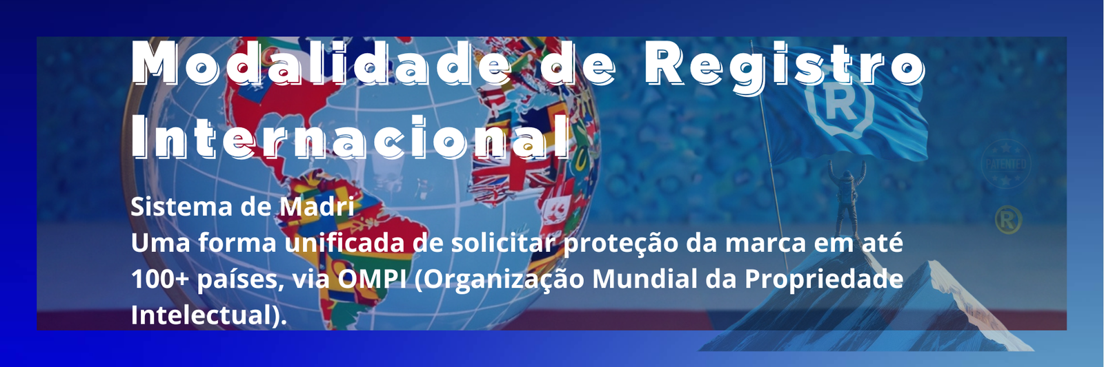 Registro internacional de marca com proteção em diversos países via OMPI.Internacional Sistema de Madri